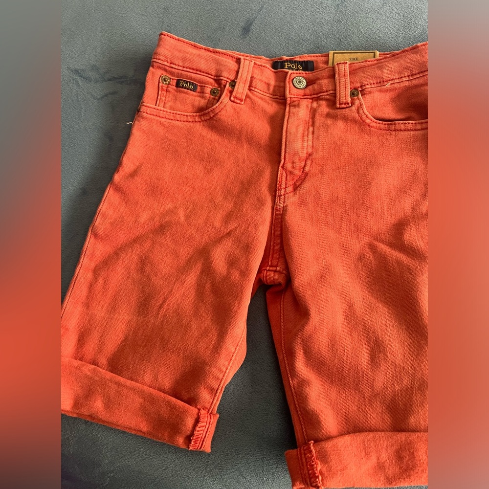 Unisex kids polo jean shorts